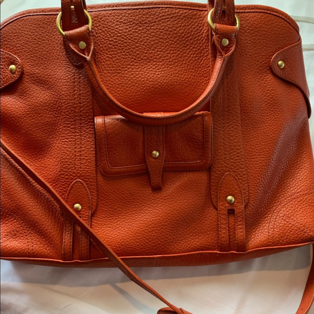 Orange Franklin Covey Leather Laptop Bag